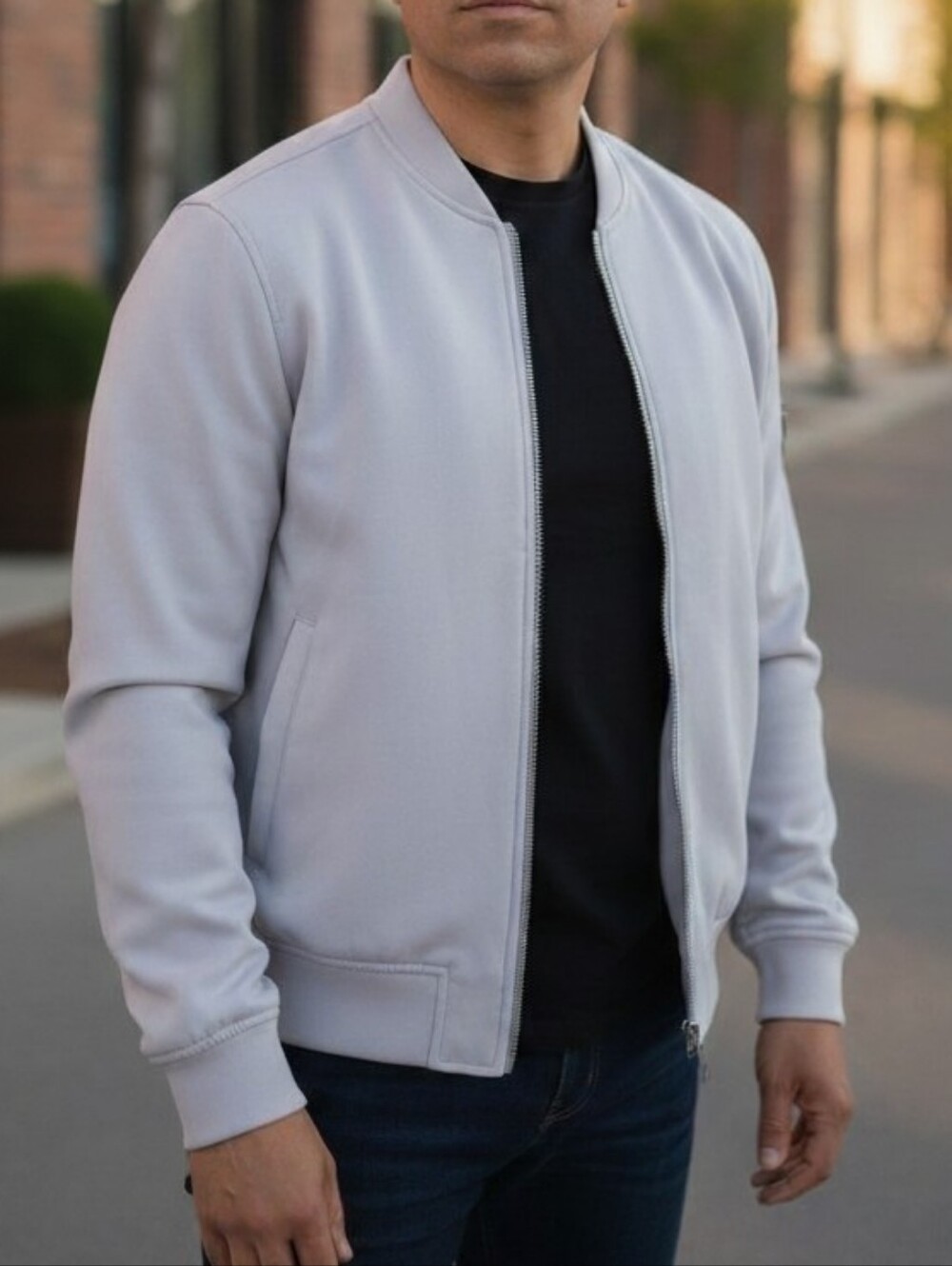 Zara Faux Suede Bomber Jacket – Minimalist Quiet Luxury Neutral Layer – XL